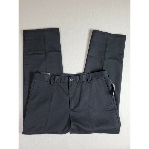 CC - IZOD Dress American Chino Pants Men 36 X 29 Solid Black Slim Flat Front NWT - Picture 3 of 9